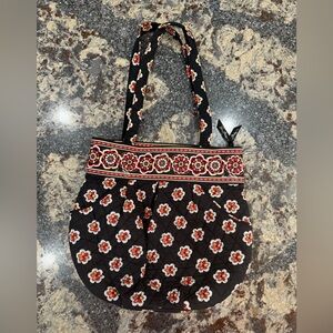 Vera Bradley Black Multicolored Flower Morgan Shoulder Bag